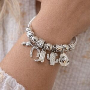 🌴 Pick 3 For $15 Silver Stretch Western Theme Bracelet New